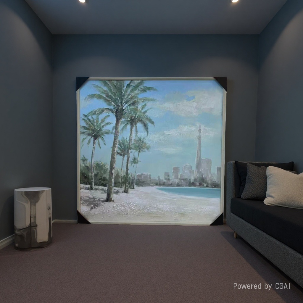 Nordic modern beach and sea view decorative painting, coconut tree and pineapple combination poster, living room and bedroom wall decorative painting 094400991 details Picture