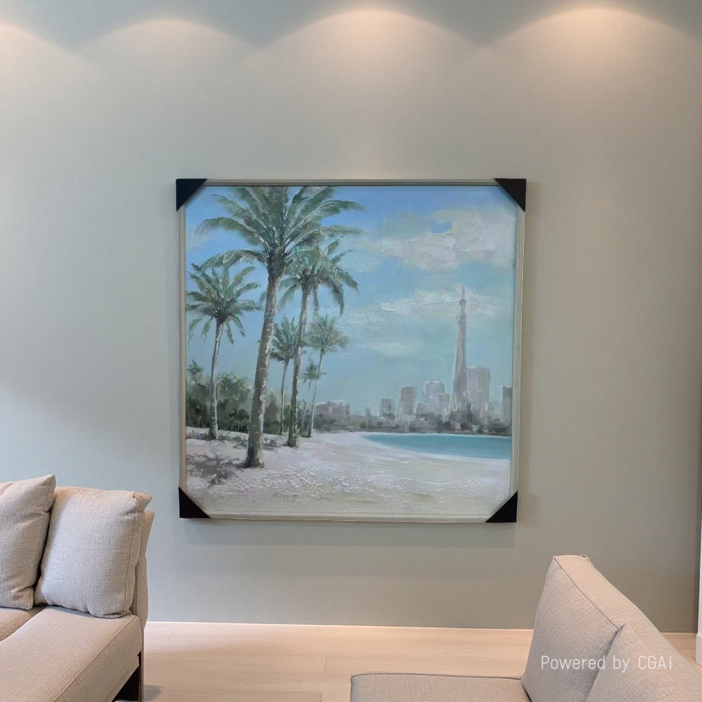 Nordic modern beach and sea view decorative painting, coconut tree and pineapple combination poster, living room and bedroom wall decorative painting 094400991 Specification image