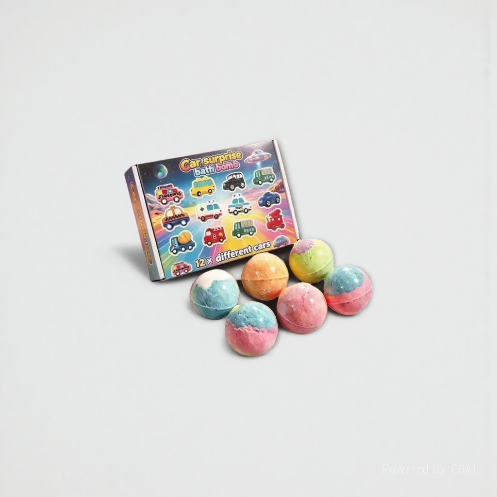 Colorful car-themed washing bags, bath balls, shampoo, water wash, label cloth, blank details Picture