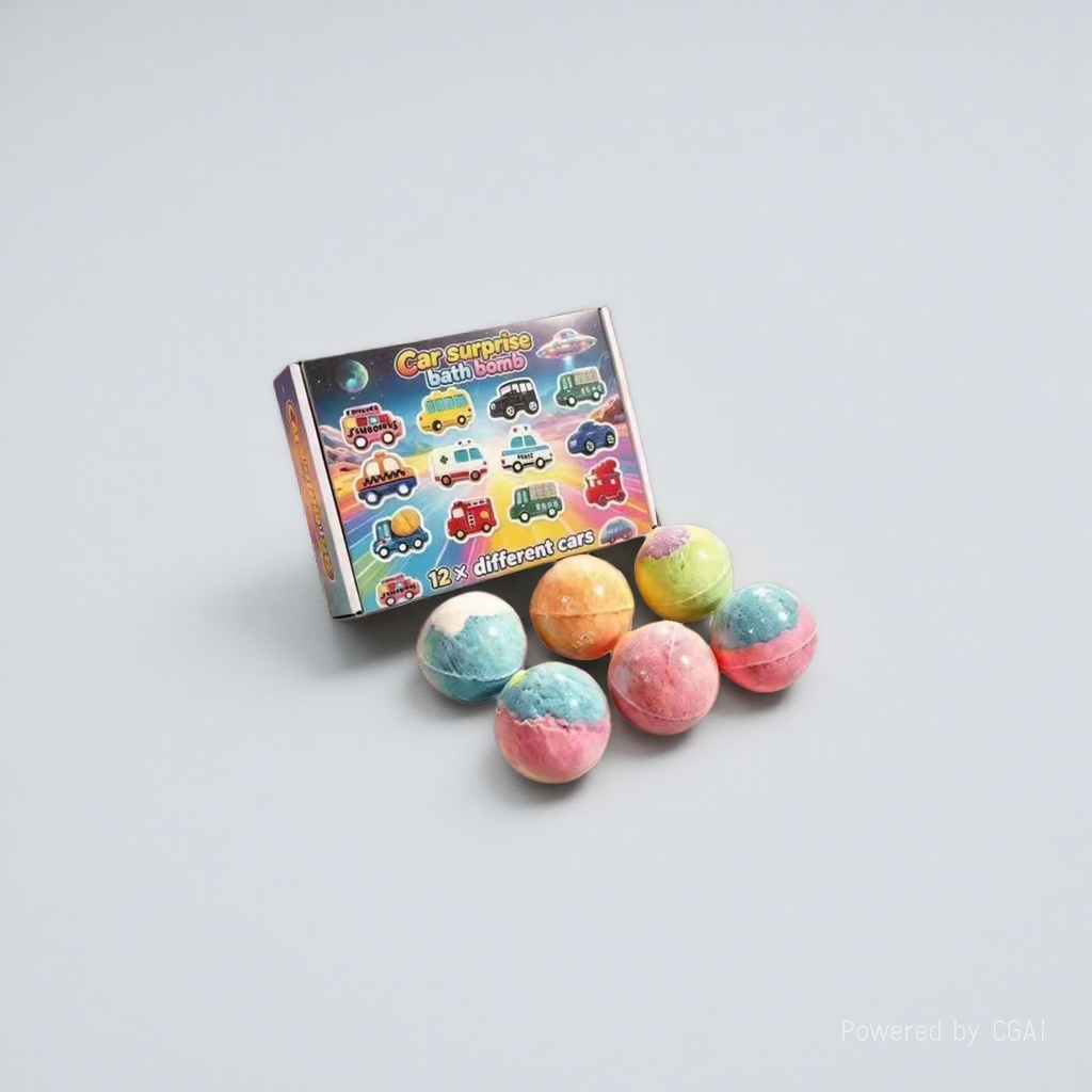 Colorful car-themed washing bags, bath balls, shampoo, water wash, label cloth, blank Application Scenario