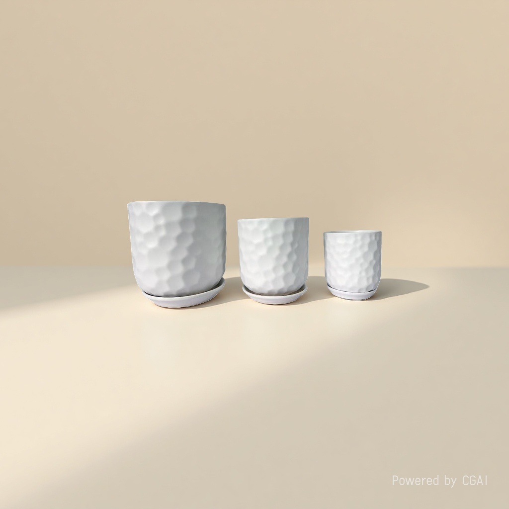 White honeycomb-textured plastic ceramic hydroponic flower pot container with inner box details Picture