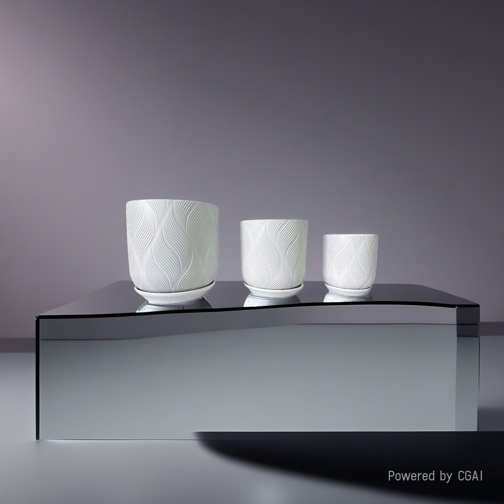 White wavy plastic hydroponic flower pot container, ceramic flower pot inner box Specification image