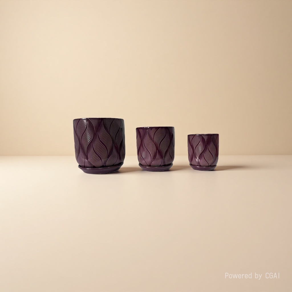 Purple corrugated patterned plastic ceramic hydroponic flower pot container with inner box Application Scenario