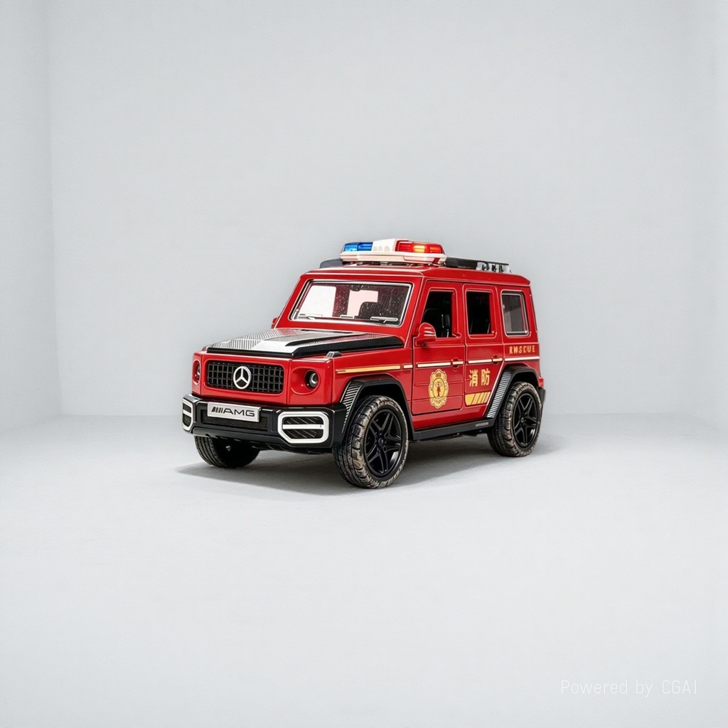 Red Mercedes-Benz G63 fire engine model alloy toy police car acrylic car model details Picture