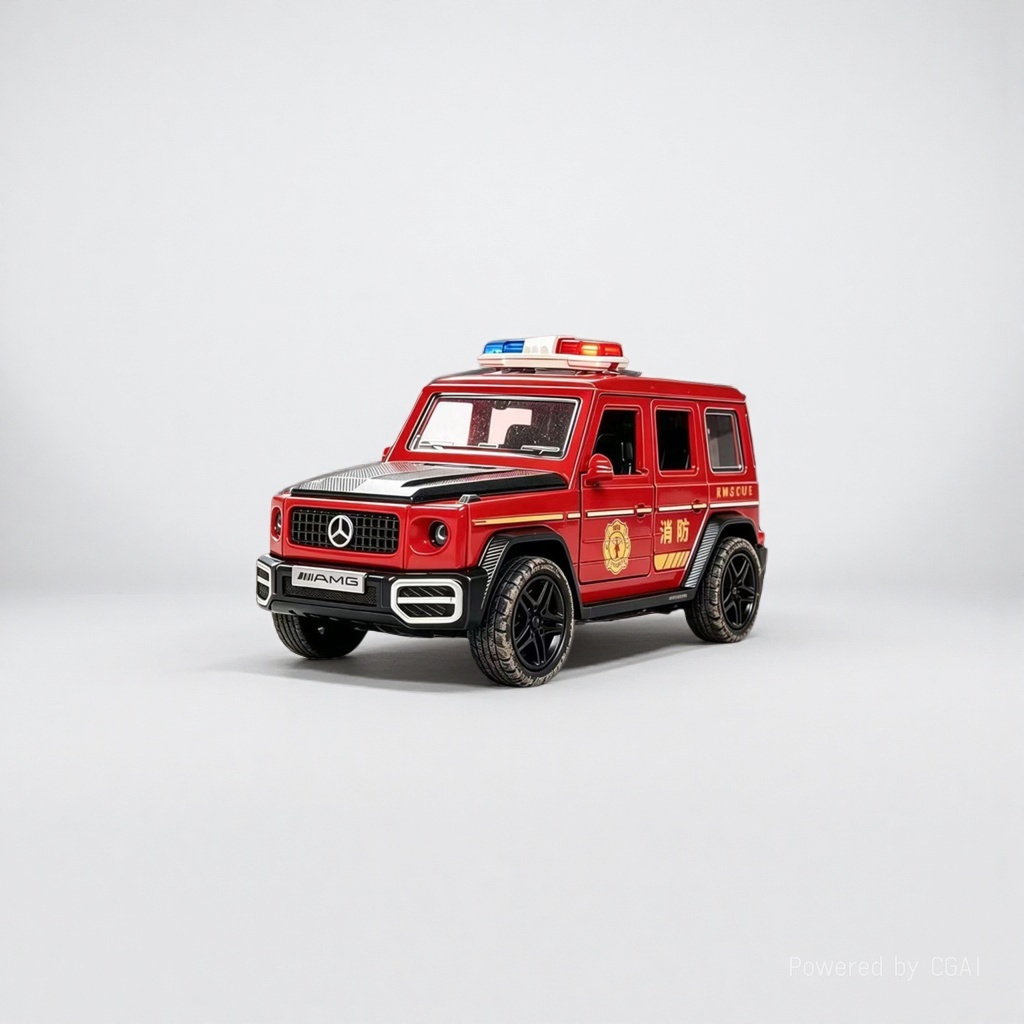 Red Mercedes-Benz G63 fire engine model alloy toy police car acrylic car model Application Scenario