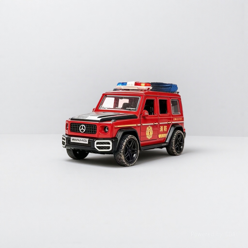 Red Mercedes-Benz G63 fire engine model alloy toy police car acrylic car model Item Picture