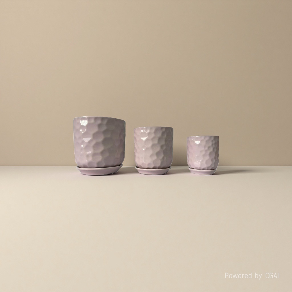 Pink honeycomb-textured ceramic flowerpot containers are suitable for hydroponic plastic flowerpot inner boxes Specification image