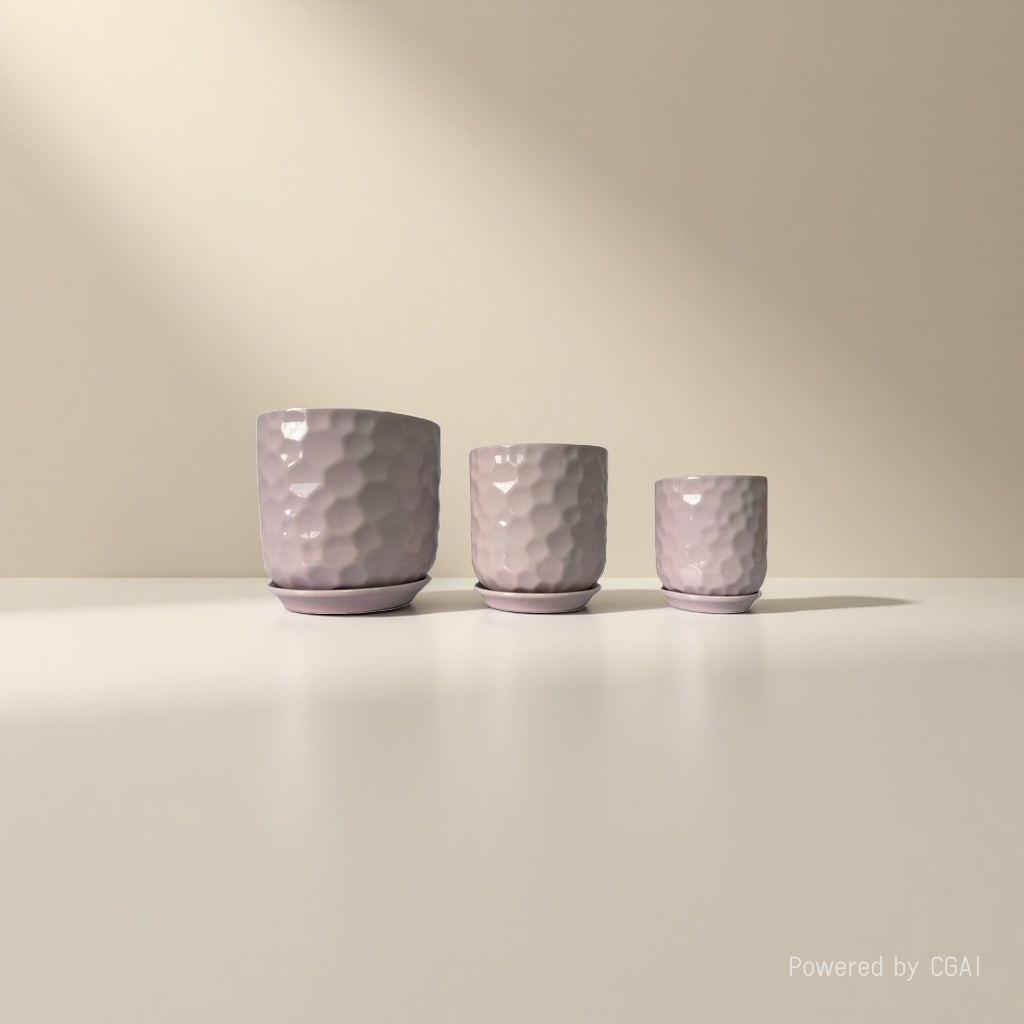 Pink honeycomb-textured ceramic flowerpot containers are suitable for hydroponic plastic flowerpot inner boxes details Picture