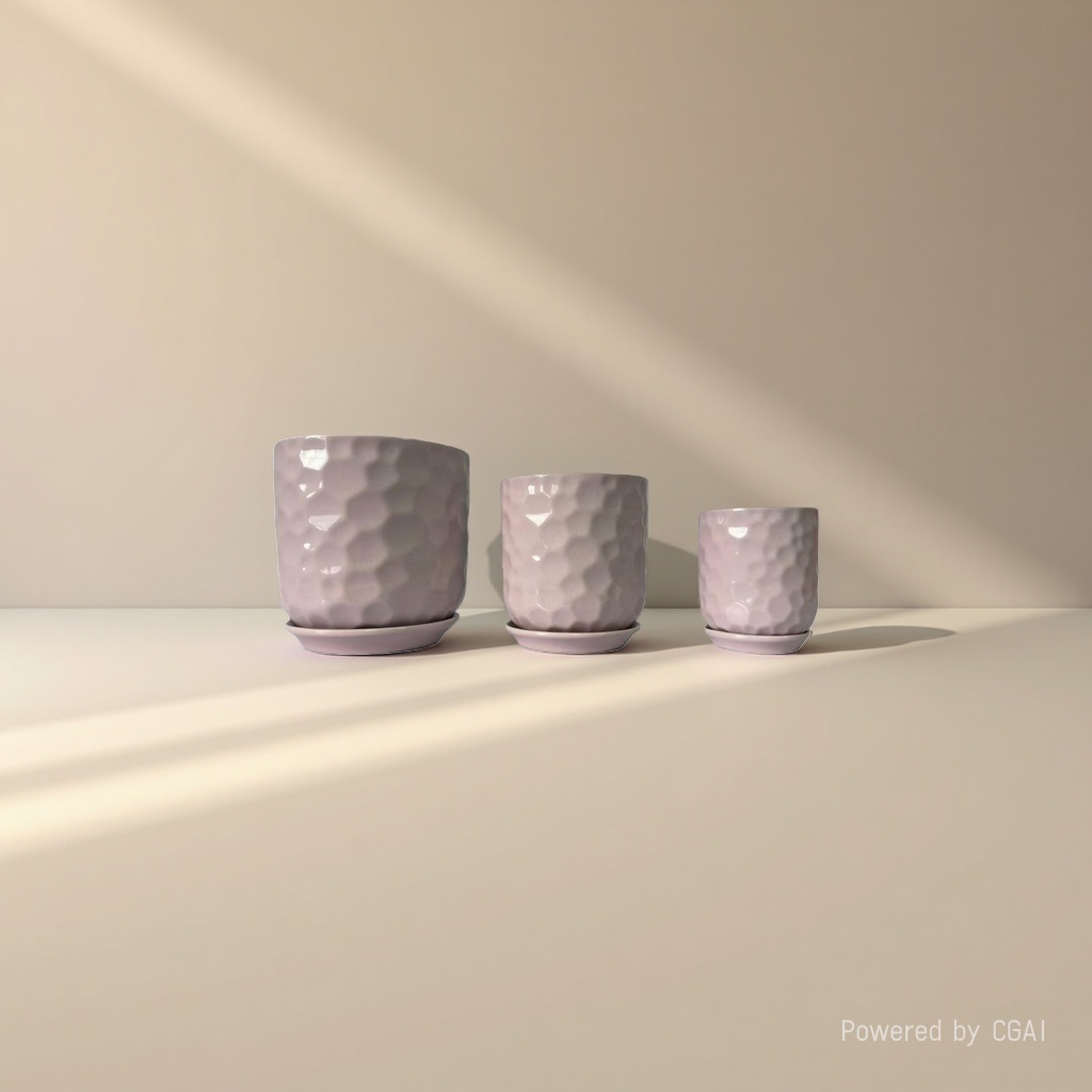 Pink honeycomb-textured ceramic flowerpot containers are suitable for hydroponic plastic flowerpot inner boxes
