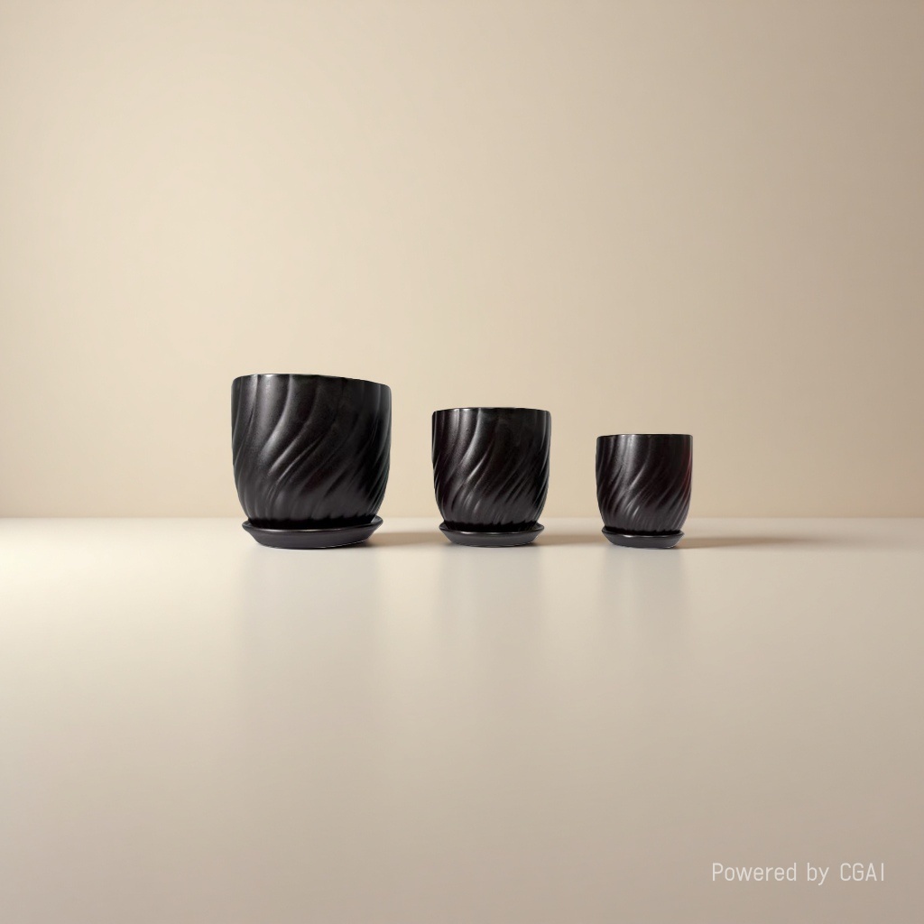 Black spiral-patterned plastic hydroponic flowerpot container with inner box, suitable for the main body of ceramic flowerpots Application Scenario