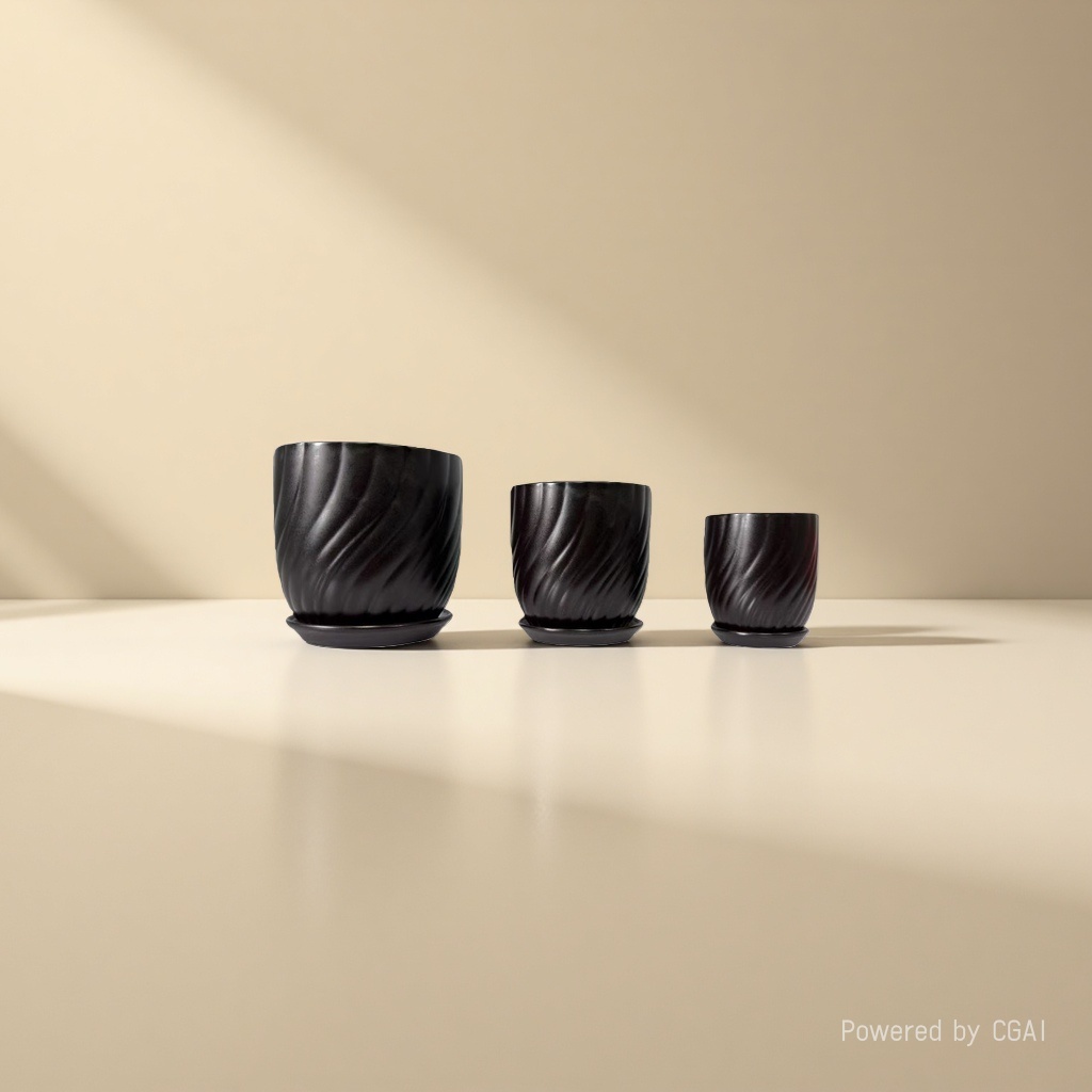 Black spiral-patterned plastic hydroponic flowerpot container with inner box, suitable for the main body of ceramic flowerpots details Picture