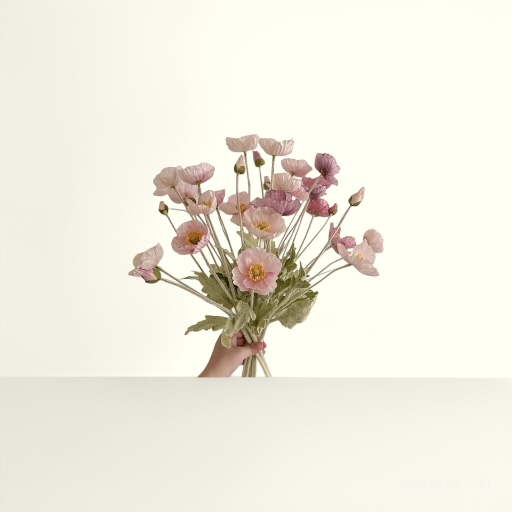粉色虞美人毛线花束 泡芙花针织向日葵毛线花