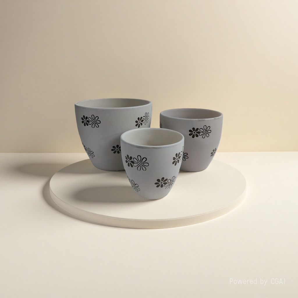 White ceramic hydroponic flowerpot, ceramic flowerpot inner box set details Picture
