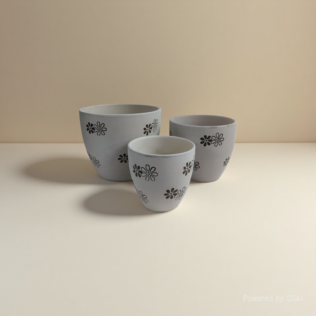 White ceramic hydroponic flowerpot, ceramic flowerpot inner box set