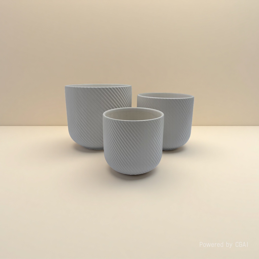 White striped ceramic flowerpot details Picture