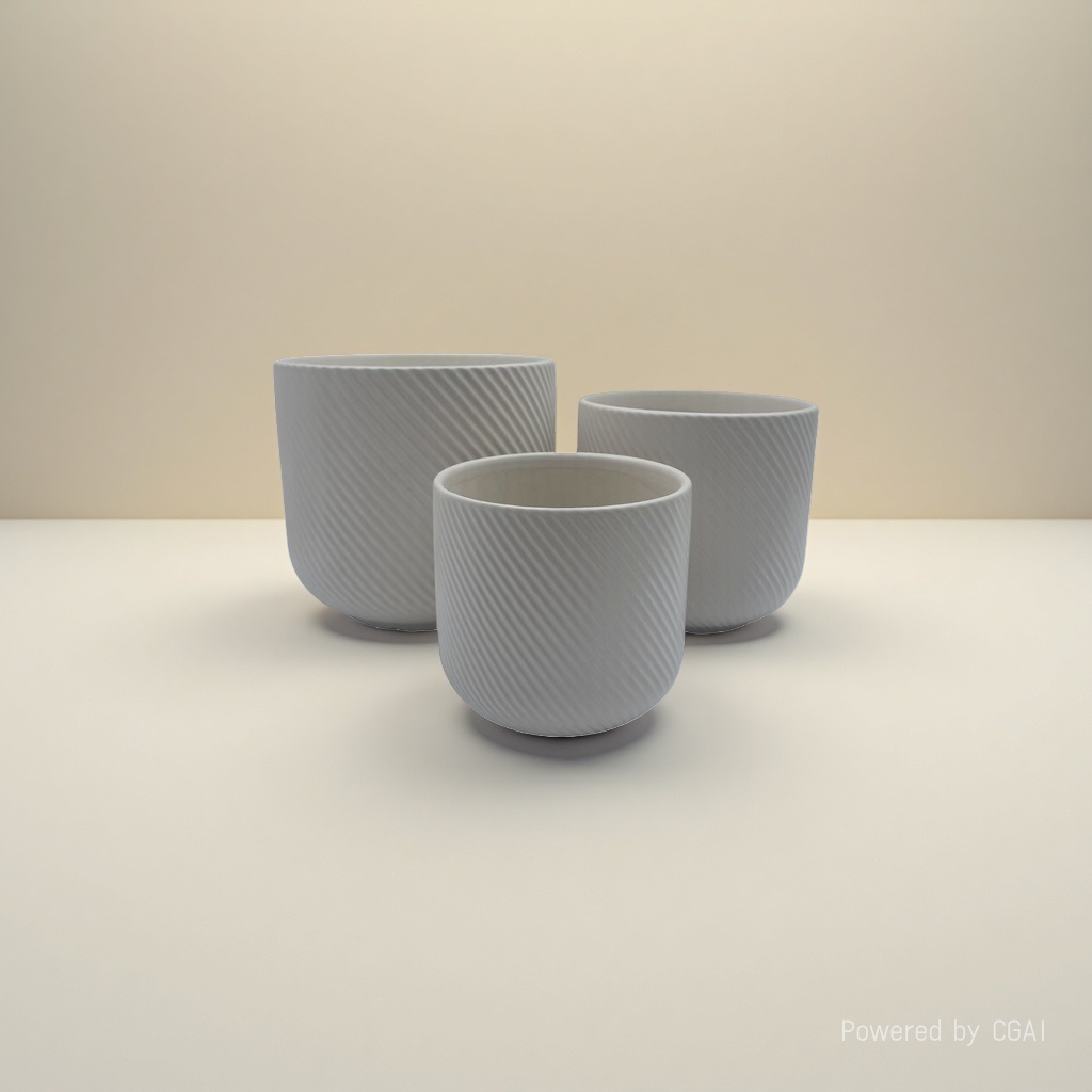 White striped ceramic flowerpot Specification image