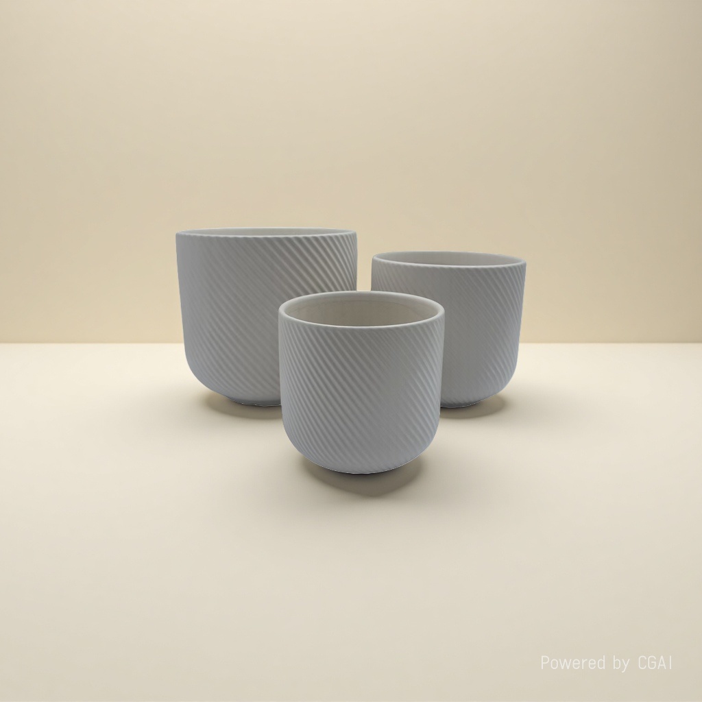 White striped ceramic flowerpot Application Scenario