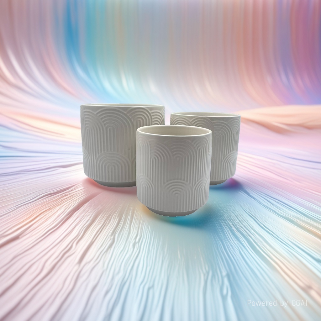 White striped ceramic flowerpot set Application Scenario