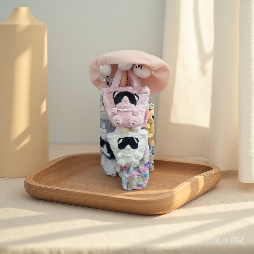 The new cat-shaped doll bag is cute, fluffy and fashionable. It's a cute and fun cartoon creative casual underarm handbag details Picture