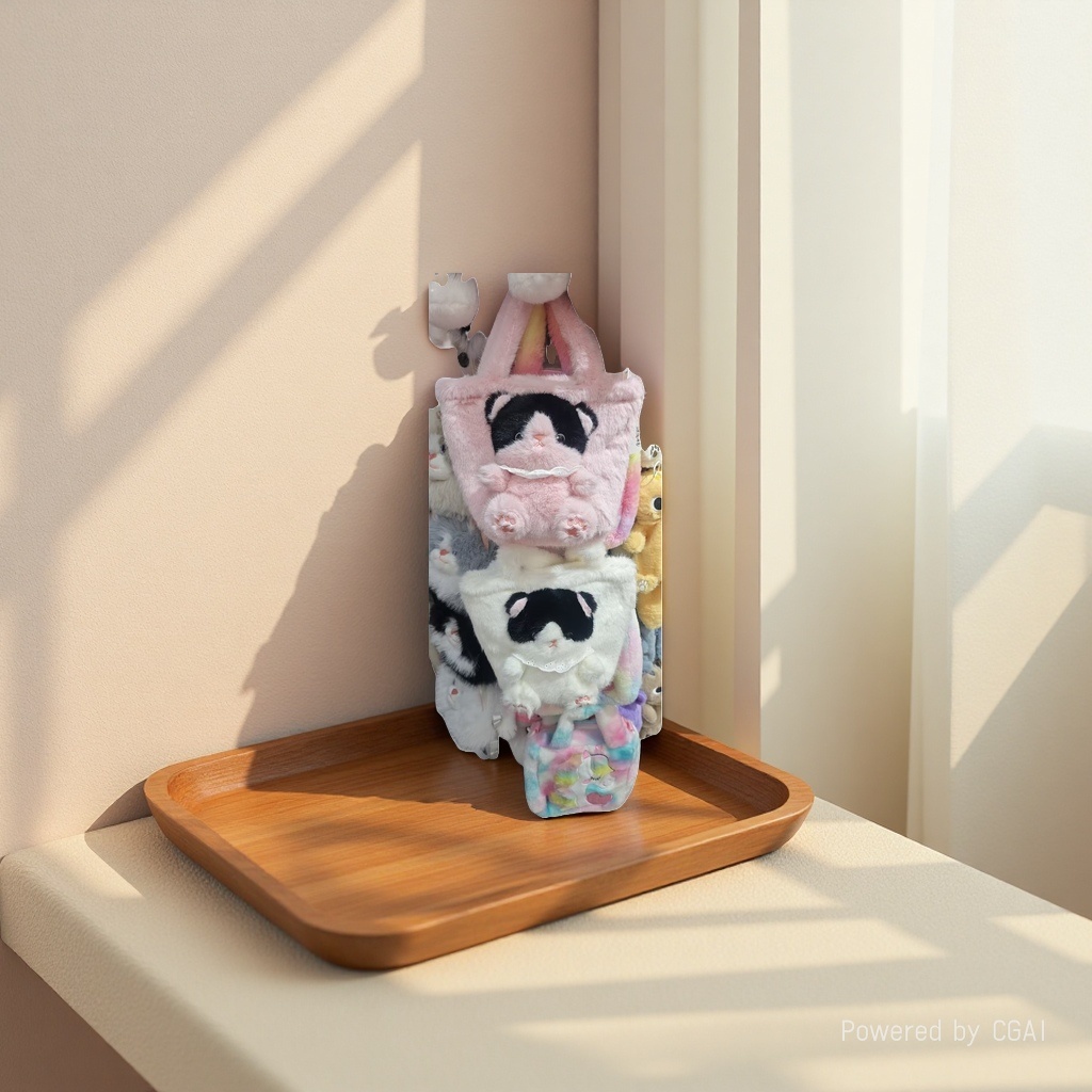 The new cat-shaped doll bag is cute, fluffy and fashionable. It's a cute and fun cartoon creative casual underarm handbag Specification image