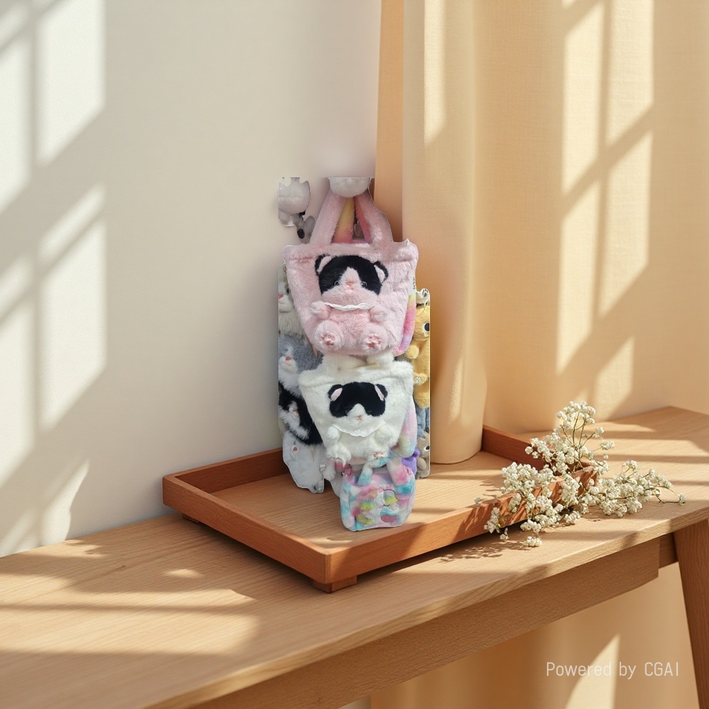 The new cat-shaped doll bag is cute, fluffy and fashionable. It's a cute and fun cartoon creative casual underarm handbag Application Scenario