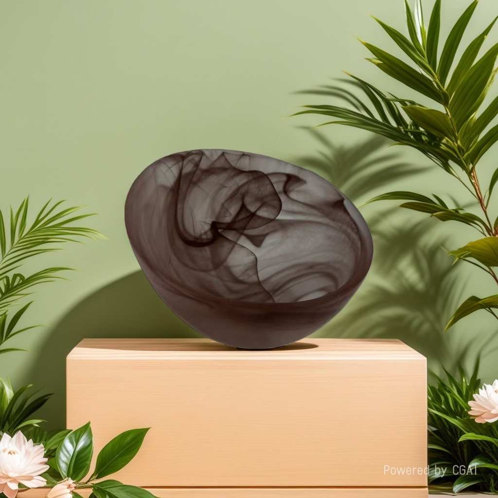 Creative large round salad bowl decoration model room soft decoration model room desktop ink-wash fruit plate glass bowl 105218303 Specification image