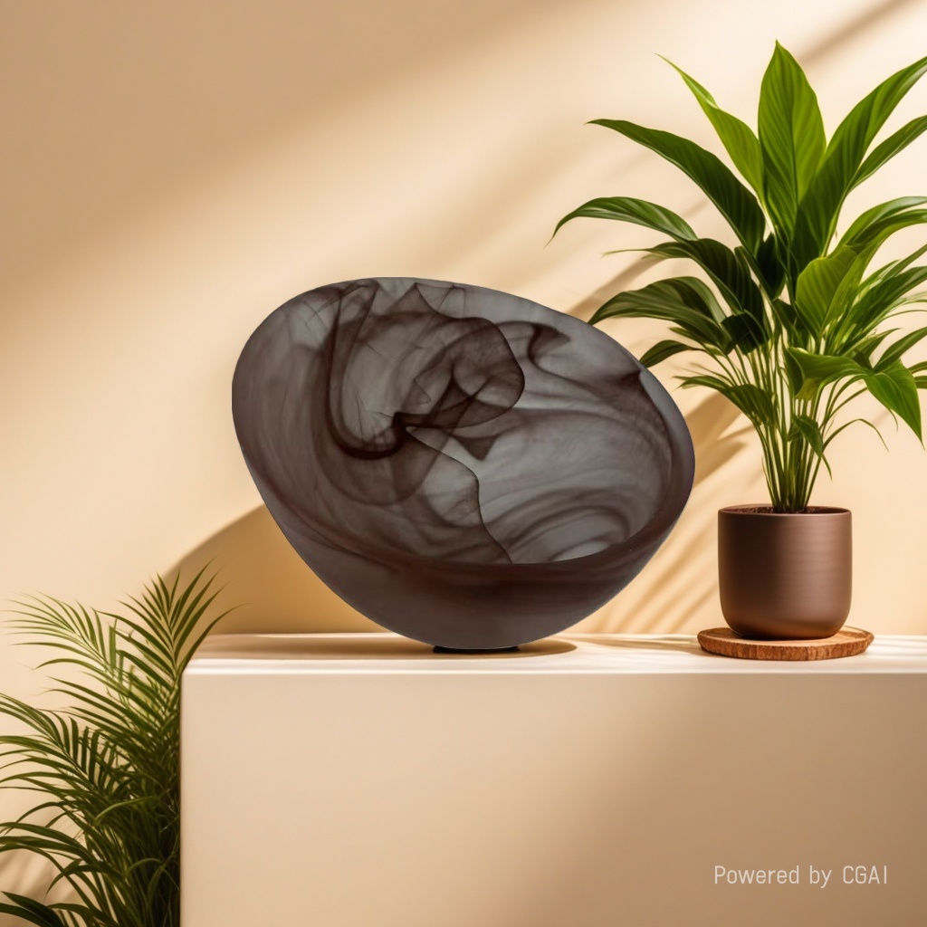 Creative large round salad bowl decoration model room soft decoration model room desktop ink-wash fruit plate glass bowl 105218303 Application Scenario
