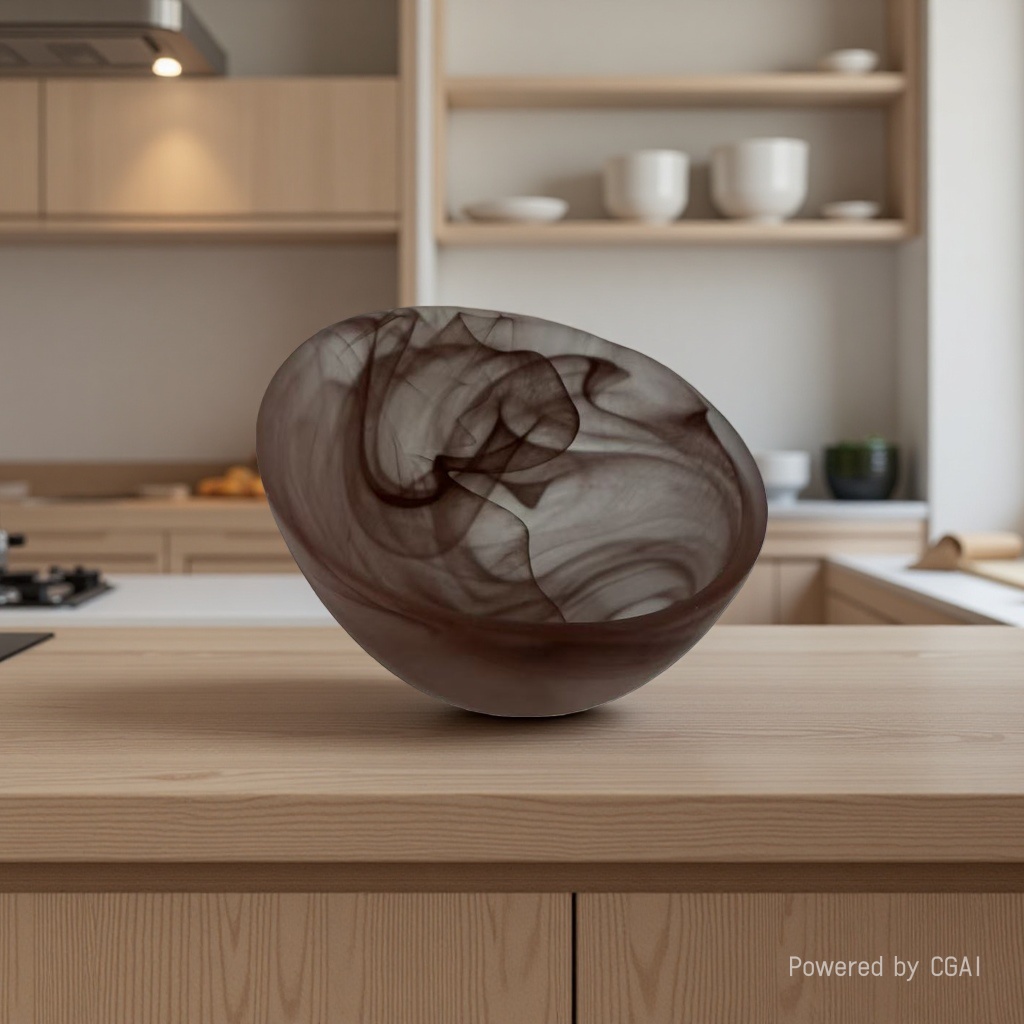 Creative large round salad bowl decoration model room soft decoration model room desktop ink-wash fruit plate glass bowl 105218303