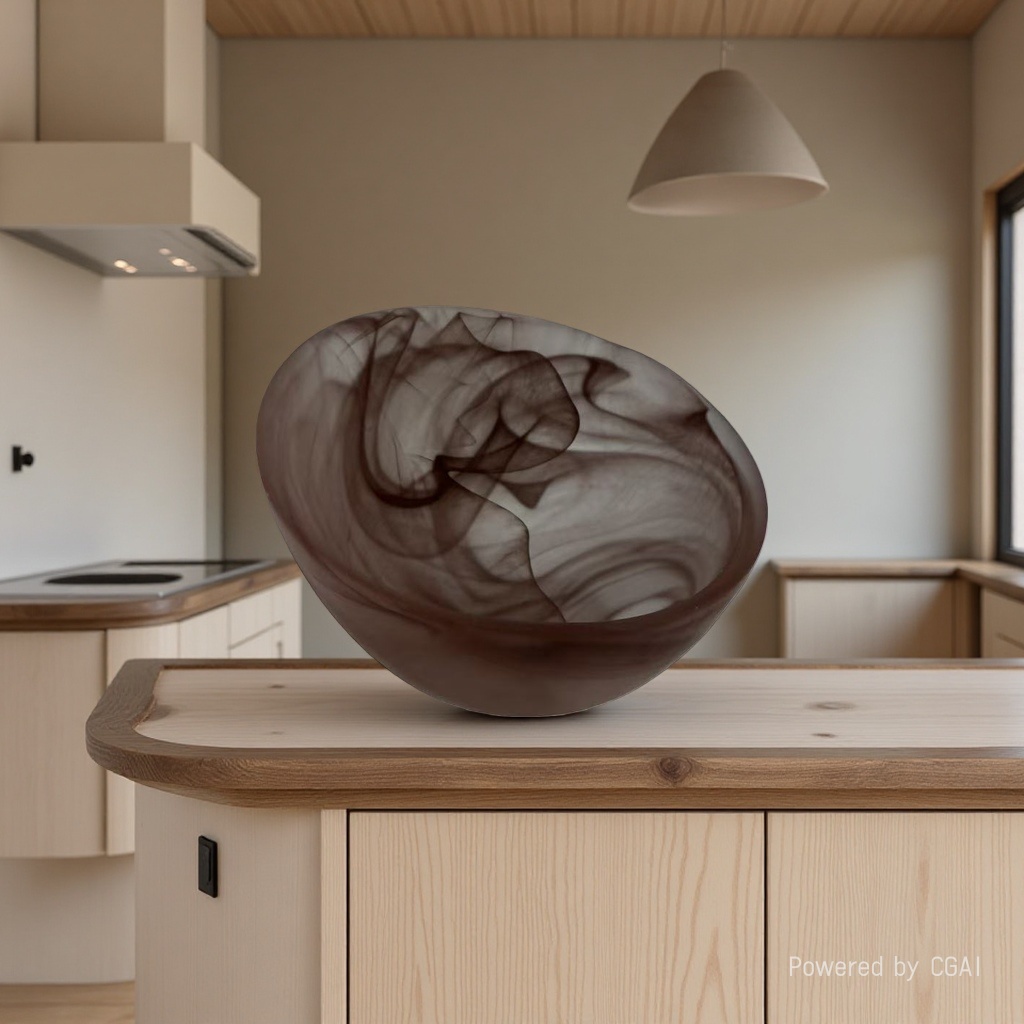 Creative large round salad bowl decoration model room soft decoration model room desktop ink-wash fruit plate glass bowl 105218303 details Picture