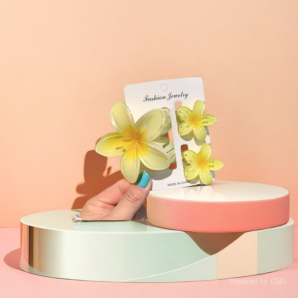 Yellow flower-shaped acetate shark grab hairpin fashion hairpin