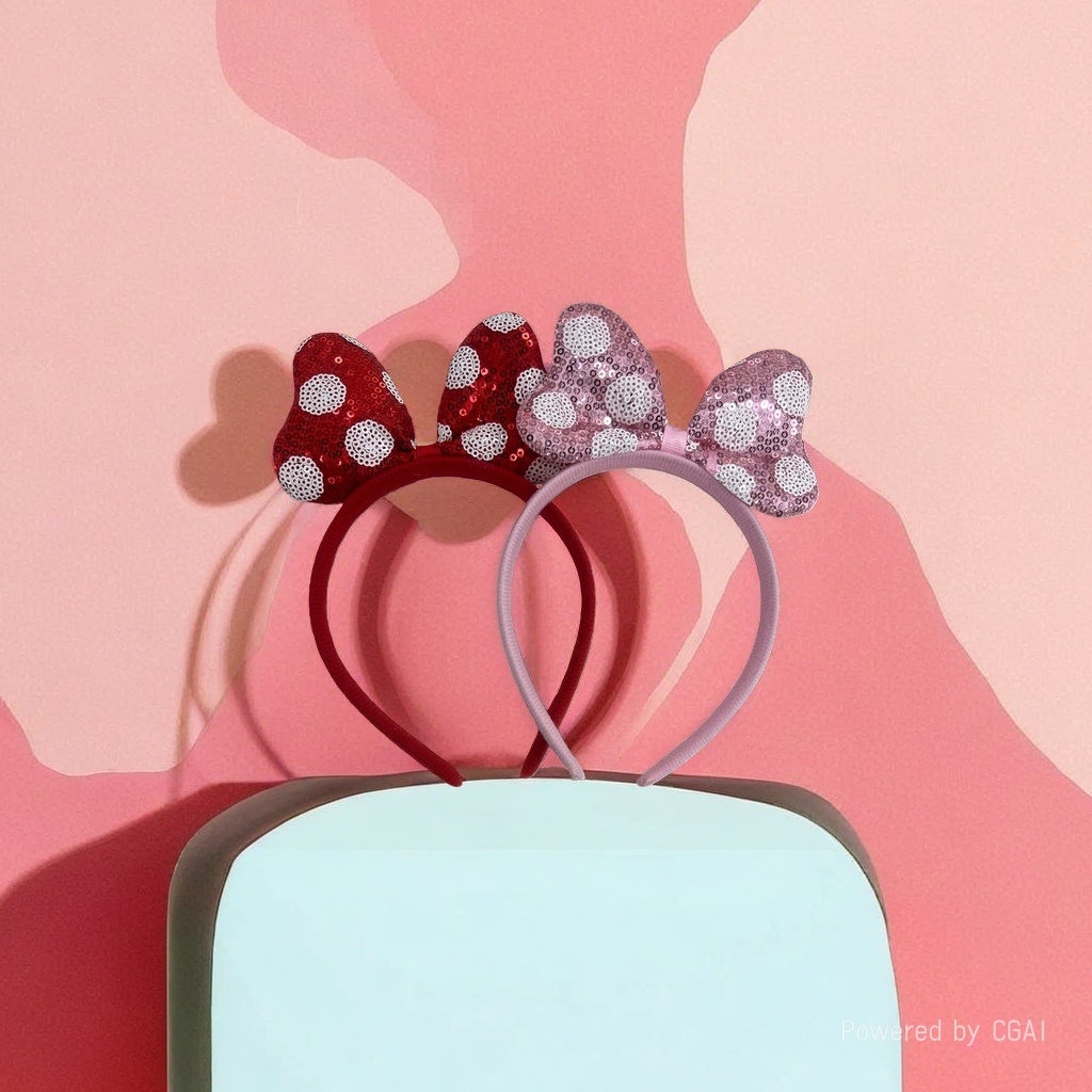Red and pink sequined polka dot pearl children's headband base