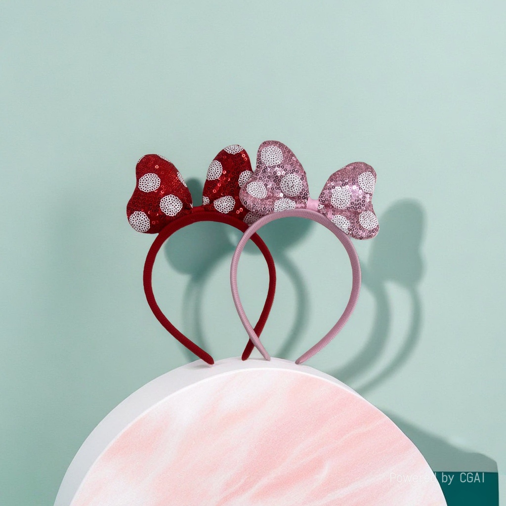 Red and pink sequined polka dot pearl children's headband base Application Scenario