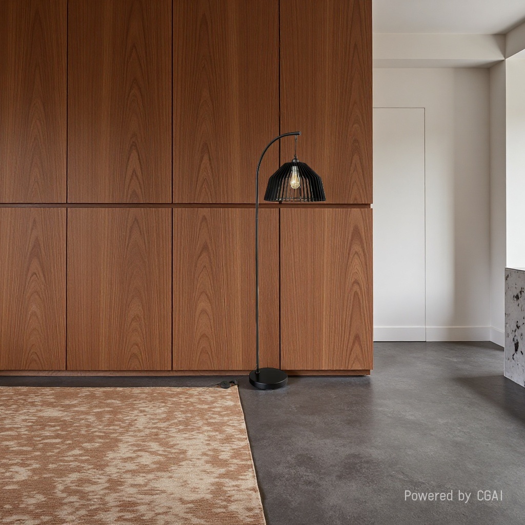 Industrial-style rattan woven floor lamp, standing study lamp details Picture