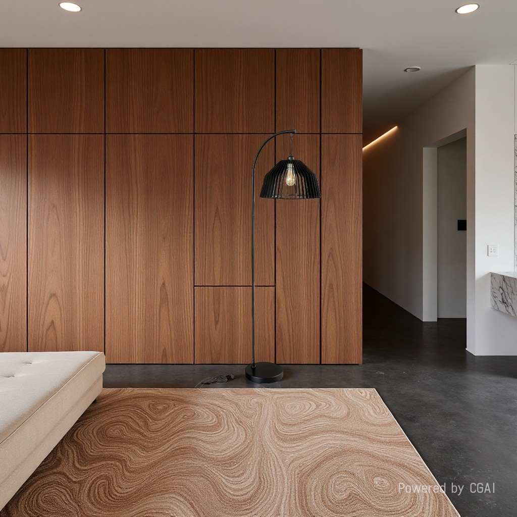 Industrial-style rattan woven floor lamp, standing study lamp Application Scenario