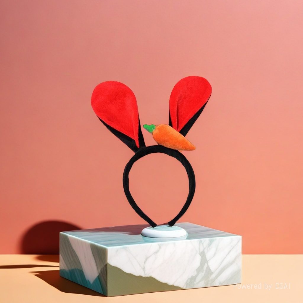 Red rabbit-ear pearl children's headband base, sweet and cute headband Application Scenario