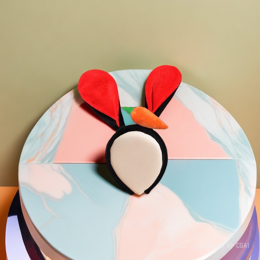 Red rabbit-ear pearl children's headband base, sweet and cute headband Specification image