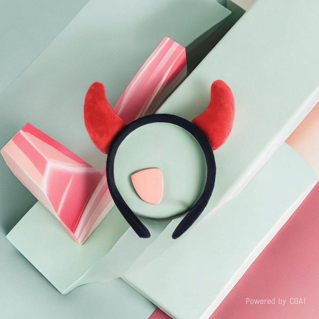 Red Devil's horn pearl children's headband base details Picture