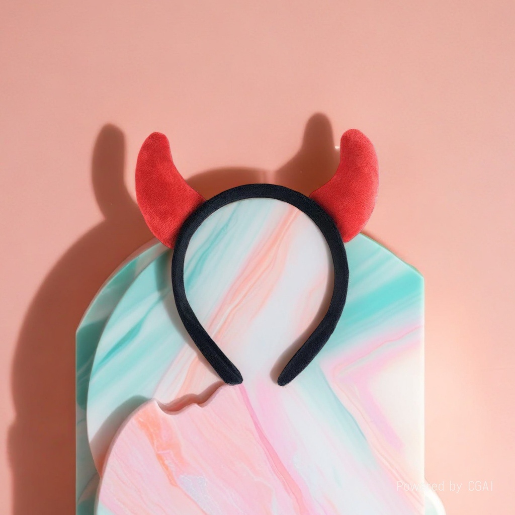 Red Devil's horn pearl children's headband base Specification image