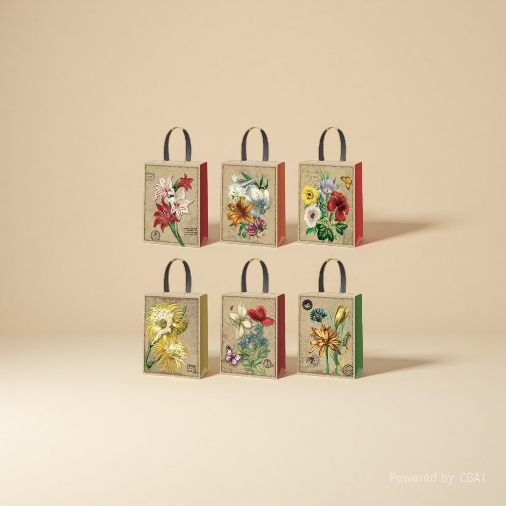 Thick and simple PP gift bag with retro floral patterns made of kraft paper and plastic Application Scenario