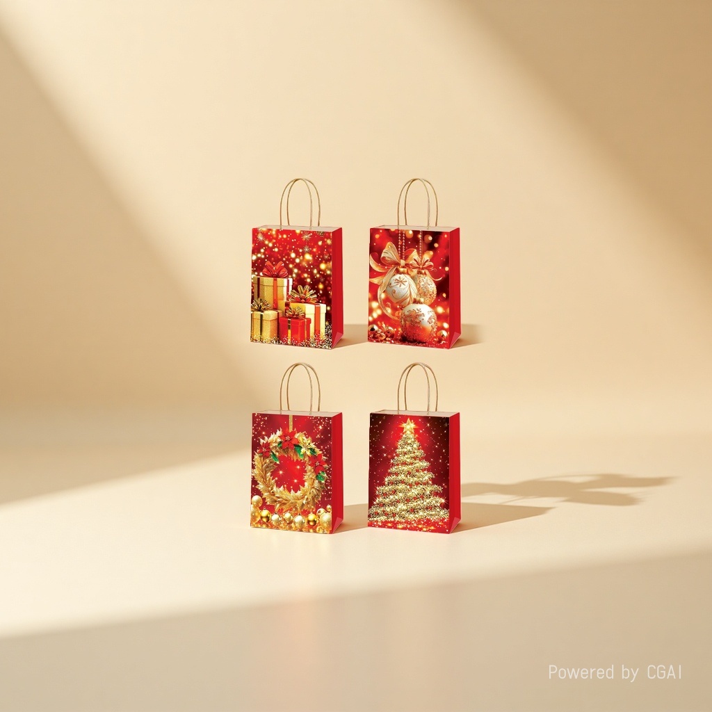 Christmas kraft paper gift bags as souvenirs for Christmas Specification image