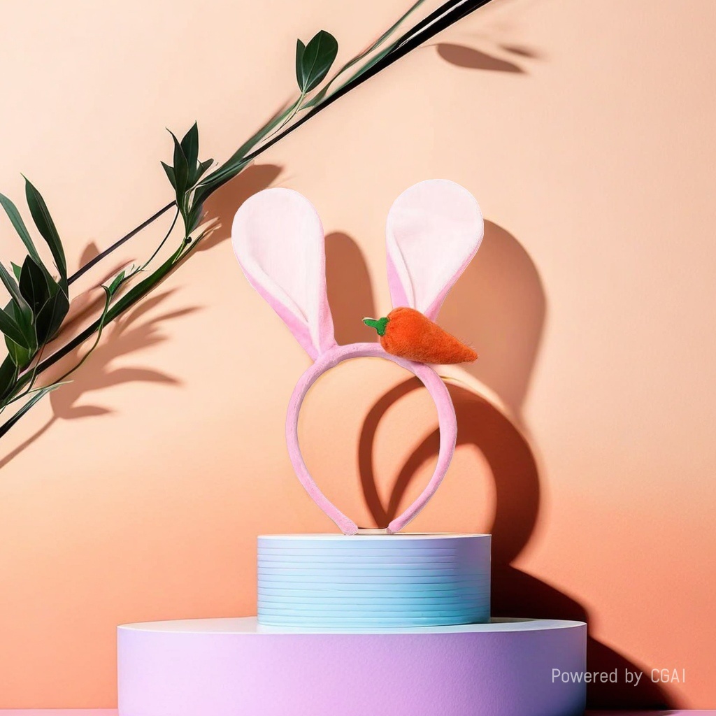 Pink rabbit ear pearl children's headband base, sweet and cute headband Application Scenario