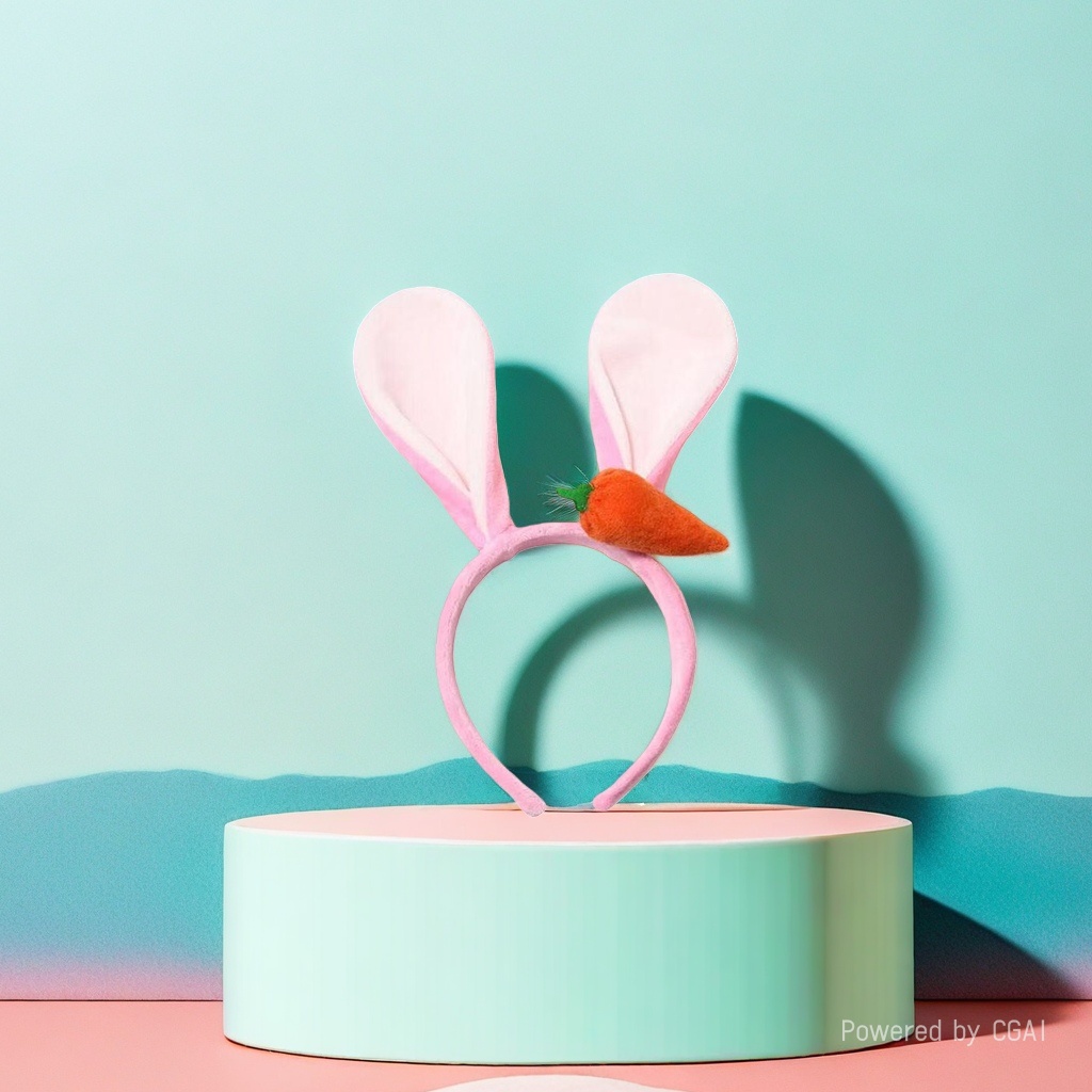Pink rabbit ear pearl children's headband base, sweet and cute headband