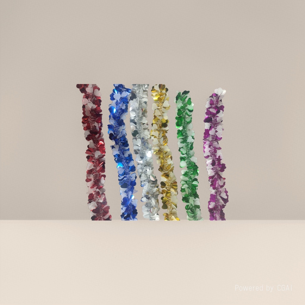 Colorful heart-shaped flower hexagram sequin decorative strips Christmas ribbons Christmas decorative items Application Scenario