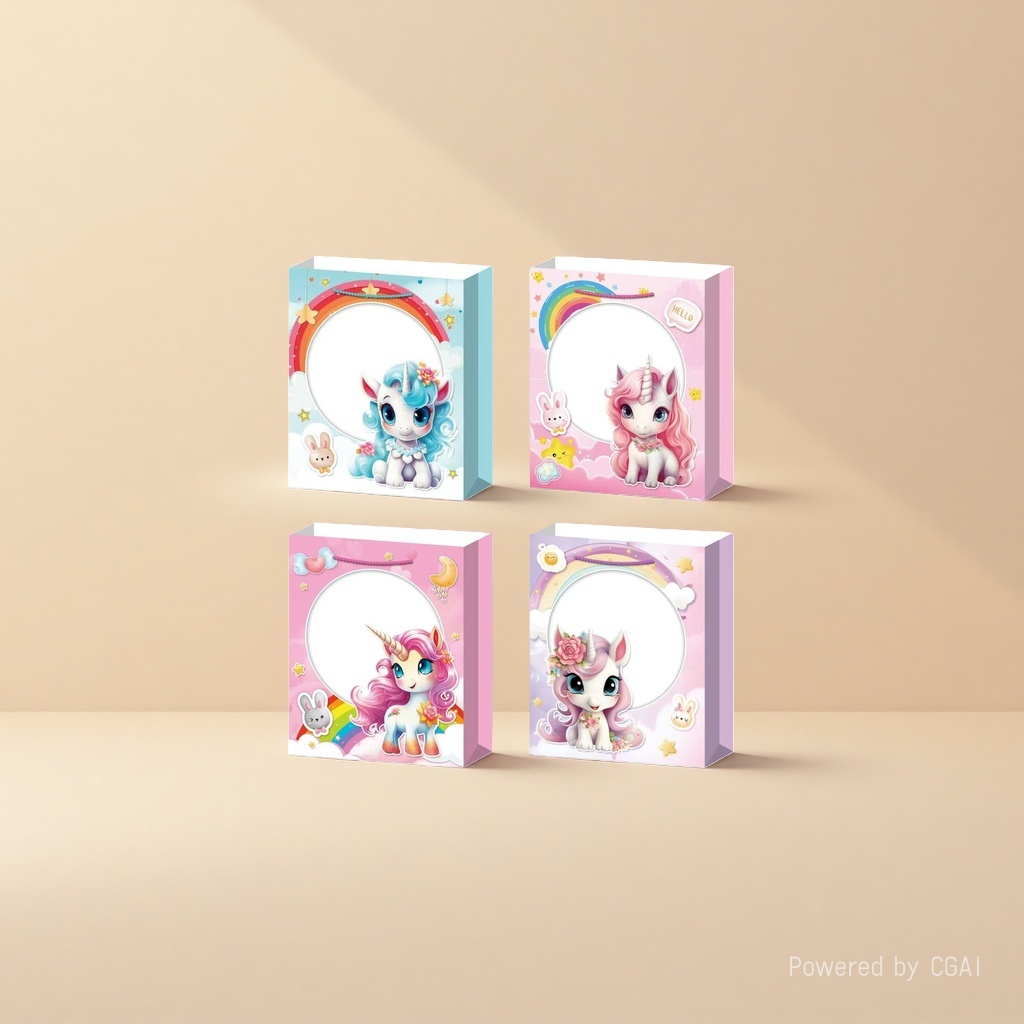 Special gift packaging box and paper bag for cartoon unicorn souvenirs details Picture