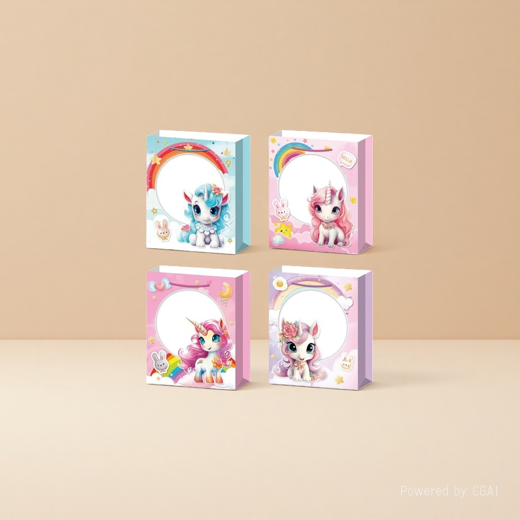 Special gift packaging box and paper bag for cartoon unicorn souvenirs