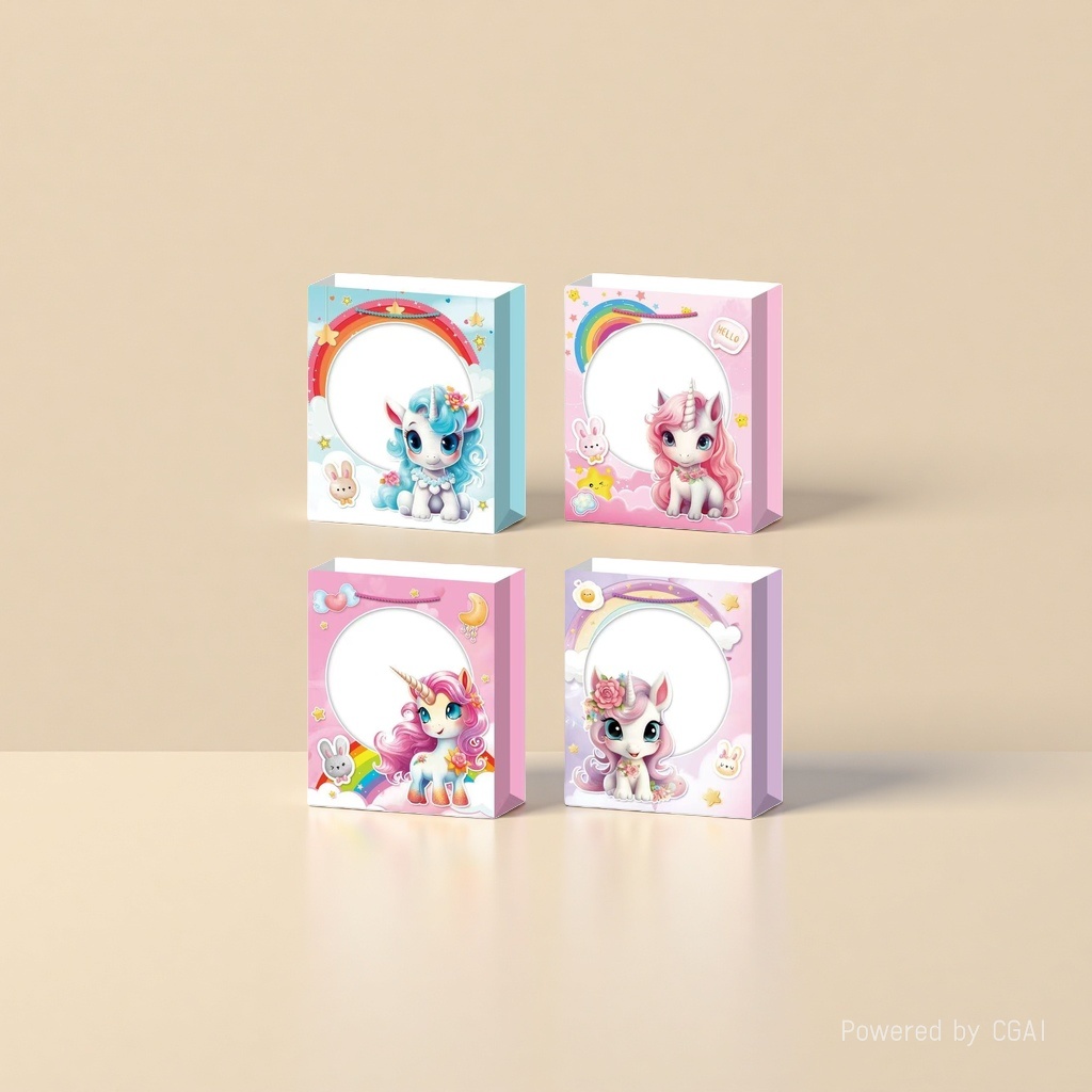 Special gift packaging box and paper bag for cartoon unicorn souvenirs Specification image