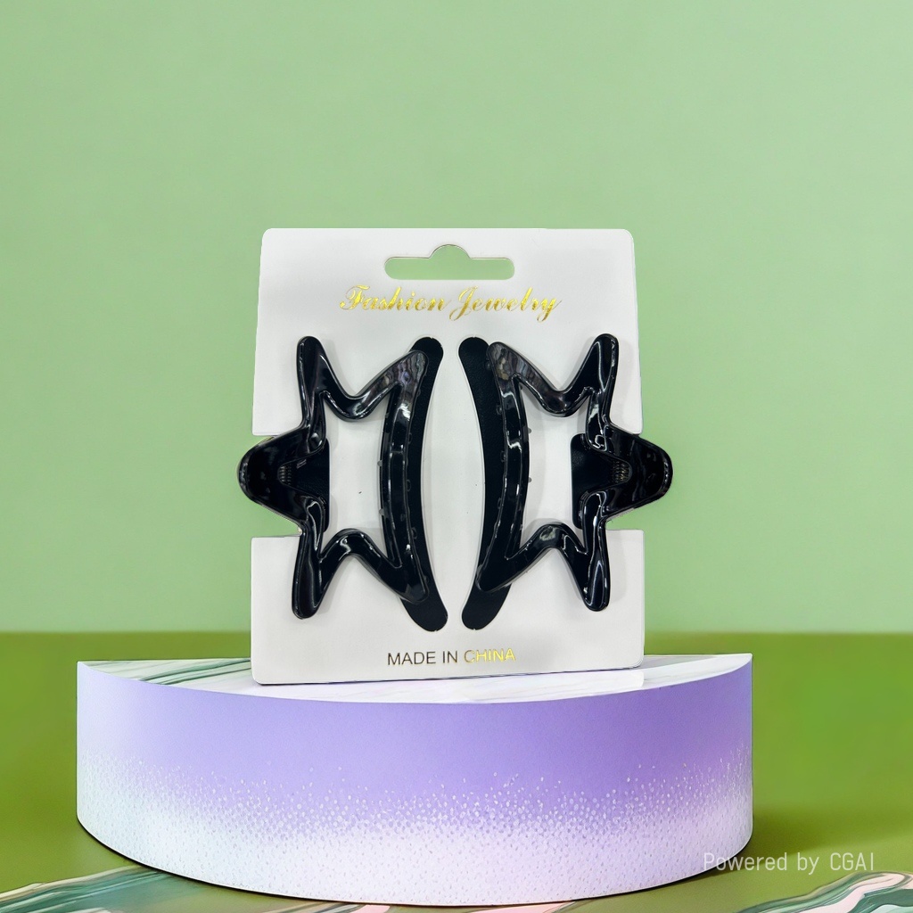 Black star-shaped acetic acid shark clip hairpin fashion jewelry packaging grabber Specification image
