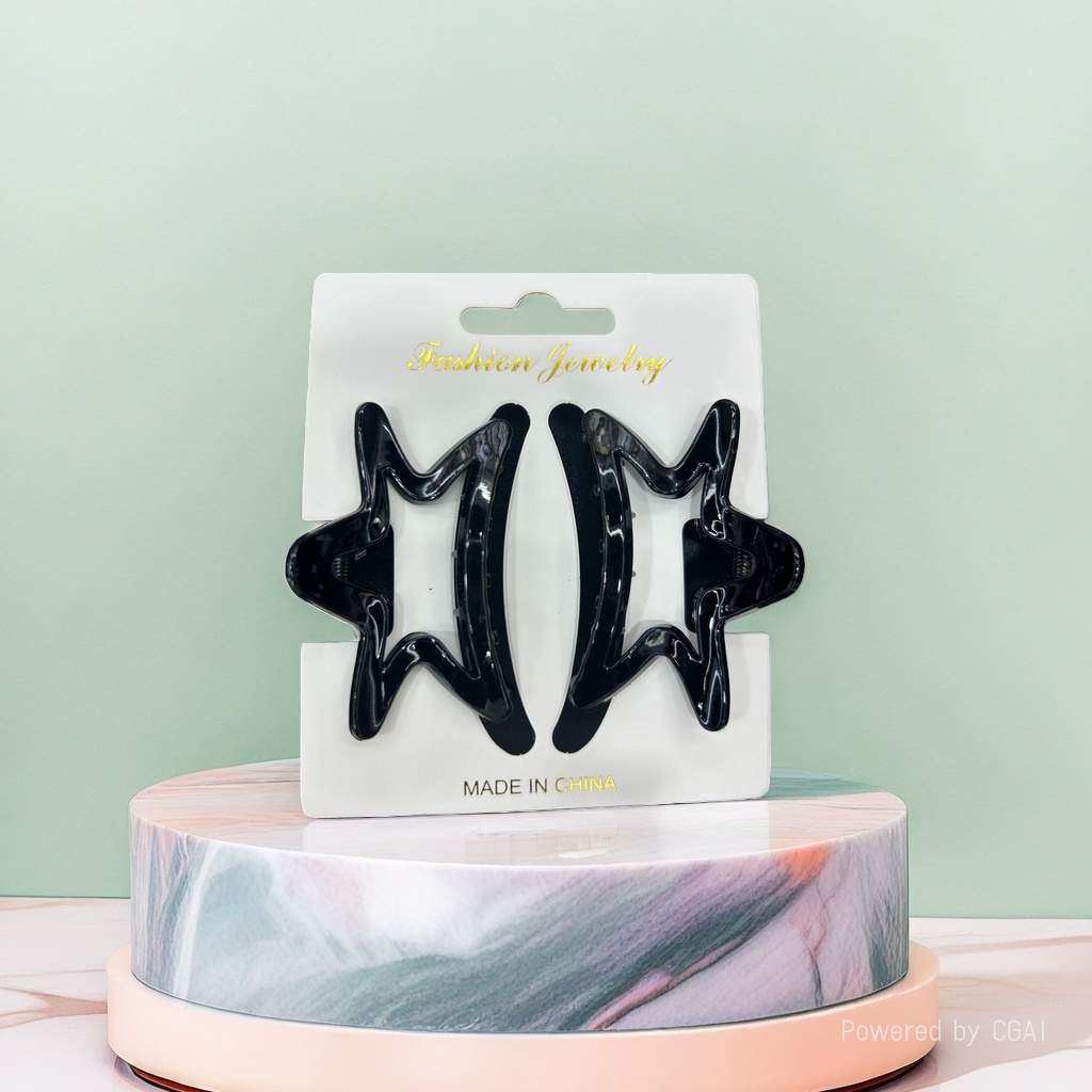 Black star-shaped acetic acid shark clip hairpin fashion jewelry packaging grabber Application Scenario