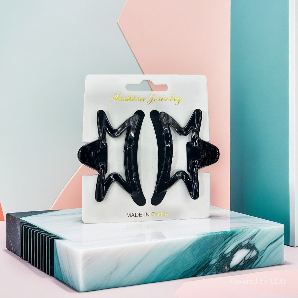 Black star-shaped acetic acid shark clip hairpin fashion jewelry packaging grabber