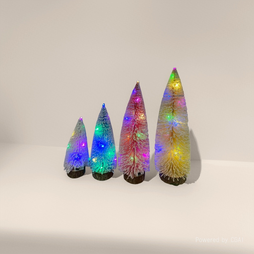 Christmas decorative tree glowing ornaments, Christmas scene arrangement desktop ornaments details Picture